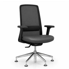 Load image into Gallery viewer, Amari Office Chair Without Wheels, Shown in Genuine Anthracite Leather with 4D Adjustable Armrests