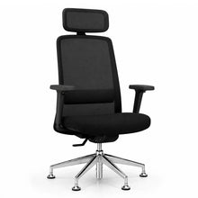 Load image into Gallery viewer, Amari Office Chair Without Wheels, Shown in Black Fabric with Adjustable Headrest & 4D Armrests