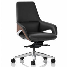 Load image into Gallery viewer, Astor Leather Desk Chair with Wood and Chrome Detailing