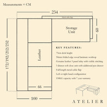Load image into Gallery viewer, Atelier L Shaped Desk Measurement Diagram