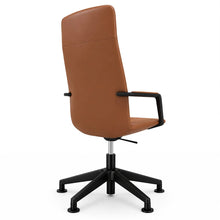 Load image into Gallery viewer, Aura Leather Executive Chair (No Wheels) in Whiskey Brown Genuine Leather - Rear View