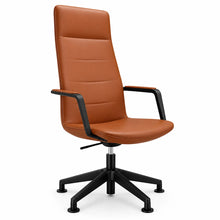 Load image into Gallery viewer, Aura Leather Executive Chair (No Wheels) in Whiskey Brown Genuine Leather