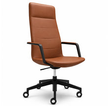 Load image into Gallery viewer, Aura Genuine Leather Executive Office Chair in Whiskey Leather with Black Base (Front)
