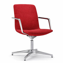 Load image into Gallery viewer, Aura Mid Back Office Chair Without Wheels - Red Fabric with Chrome Base