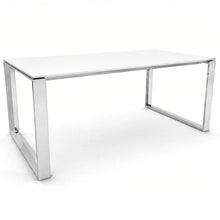 Load image into Gallery viewer, Bossi Computer Desk in White Finish with Polished Chrome Legs