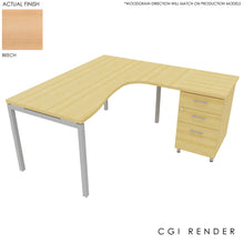 Load image into Gallery viewer, Curva Corner Desk Beech Alumininum 160 Right