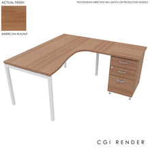 Load image into Gallery viewer, Curva Corner Desk American Walnut White 160 Right