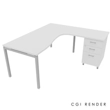Load image into Gallery viewer, Curva Corner Desk White Aluminium 180 Right