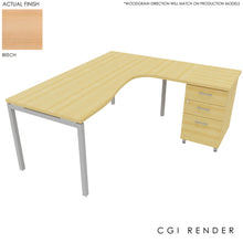 Load image into Gallery viewer, Curva Corner Desk Beech Aluminium 180 Right
