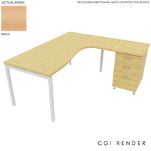 Load image into Gallery viewer, Curva Corner Desk Beech White 180 Right