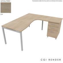Load image into Gallery viewer, Curva Corner Desk Elm Aluminium 180 Right
