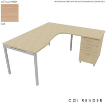 Load image into Gallery viewer, Curva Corner Desk Oak Aluminium 180 Right