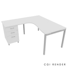 Load image into Gallery viewer, Curva Corner Desk White Aluminium 160 Left
