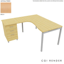 Load image into Gallery viewer, Curva Corner Desk Beech Aluminium 160 Left