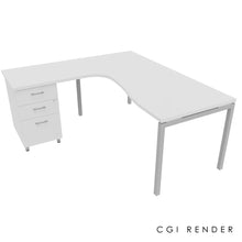 Load image into Gallery viewer, Curva Corner Desk White Aluminium 180 Left