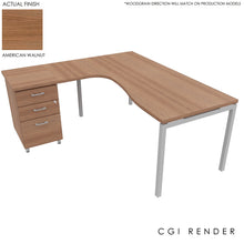 Load image into Gallery viewer, Curva Corner Desk American Walnut Aluminium 180 Left
