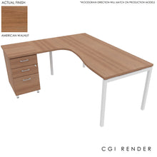 Load image into Gallery viewer, Curva Corner Desk American Walnut White 180 Left