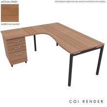 Load image into Gallery viewer, Curva Corner Desk American Walnut Grey 180 Left