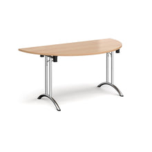 Load image into Gallery viewer, Adaptive 1600 Chrome Beech Semi Circle Foldable Desk