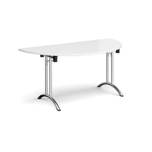 Load image into Gallery viewer, Adaptive 1600 Chrome White Semi Circle Foldable Desk