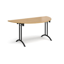Load image into Gallery viewer, Adaptive 1600 Black Oak Semi Circle Foldable Desk