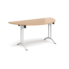 Load image into Gallery viewer, Adaptive 1600 White Grey Oak Semi Circle Foldable Desk