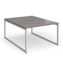 Load image into Gallery viewer, Connection 1200mm Box Frame Bench Desk in Grey Oak with Silver Frame