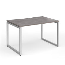 Load image into Gallery viewer, Connection 1200mm Box Frame Office Desk in Grey Oak Finish with Silver Legs