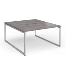 Load image into Gallery viewer, Connection 1400mm Box Frame Bench Desk in Grey Oak with Silver Frame