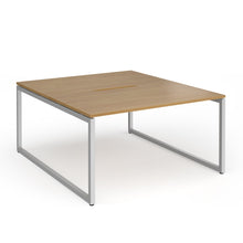 Load image into Gallery viewer, Connection 1400mm Box Frame Bench Desk in Oak with Silver Frame