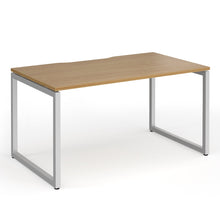 Load image into Gallery viewer, Connection 1400mm Box Frame Office Desk in Oak Finish with Silver Legs
