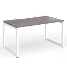 Load image into Gallery viewer, Connection 1400mm Box Frame Office Desk in Grey Oak Finish with White Legs