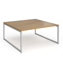 Load image into Gallery viewer, Connection 1600mm Box Frame Bench Desk in Oak with Silver Frame