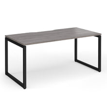 Load image into Gallery viewer, Connection 1600mm Box Frame Office Desk in Grey Oak Finish with Black Legs