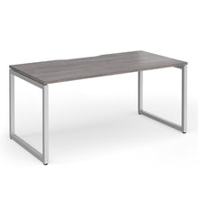Load image into Gallery viewer, Connection 1600mm Box Frame Office Desk in Grey Oak Finish with Silver Legs