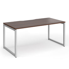 Load image into Gallery viewer, Connection 1600mm Box Frame Office Desk in Walnut Finish with Silver Legs