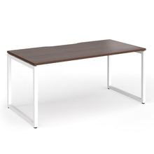 Load image into Gallery viewer, Connection 1600mm Box Frame Office Desk in Walnut Finish with White Legs
