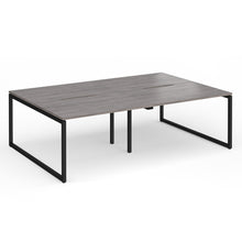 Load image into Gallery viewer, Connection 2400mm Box Frame Bench Desk in Grey Oak Finish with Black Legs