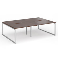Load image into Gallery viewer, Connection 2400mm Box Frame Bench Desk in Walnut Finish with Silver Legs
