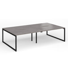 Load image into Gallery viewer, Connection 2800mm Box Frame Bench Desk in Grey Oak Finish with Black Legs