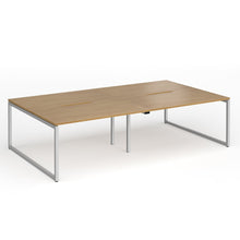Load image into Gallery viewer, Connection 2800mm Box Frame Bench Desk in Oak Finish with Silver Legs