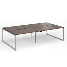 Load image into Gallery viewer, Connection 2800mm Box Frame Bench Desk in Walnut Finish with Silver Legs