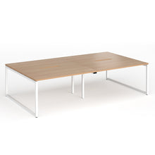 Load image into Gallery viewer, Connection 2800mm Box Frame Bench Desk in Beech Finish with White Legs