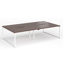 Load image into Gallery viewer, Connection 2800mm Box Frame Bench Desk in Walnut Finish with White Legs