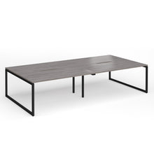 Load image into Gallery viewer, Connection 3200mm Box Frame Bench Desk in Grey Oak Finish with Black Legs