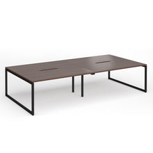 Load image into Gallery viewer, Connection 3200mm Box Frame Bench Desk in Walnut Finish with Black Legs