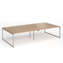 Load image into Gallery viewer, Connection 3200mm Box Frame Bench Desk in Beech Finish with Silver Legs