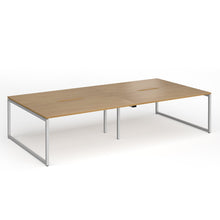 Load image into Gallery viewer, Connection 3200mm Box Frame Bench Desk in Oak Finish with Silver Legs