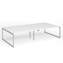 Load image into Gallery viewer, Connection 3200mm Box Frame Bench Desk in White Finish with Silver Legs