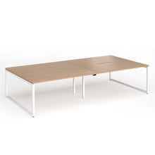Load image into Gallery viewer, Connection 3200mm Box Frame Bench Desk in Beech Finish with White Legs
